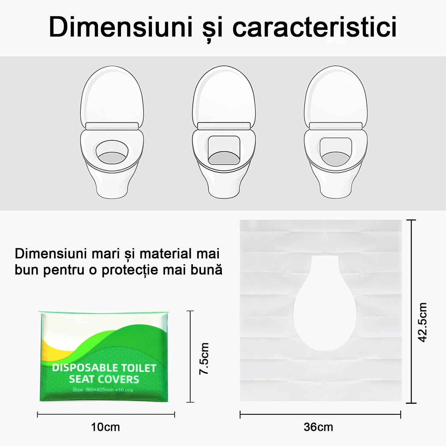 Set 100 protectii de toaleta de unica folosinta, portabil, pentru adulti si copii, potrivit pentru utilizare in calatorii, restaurante, Verde