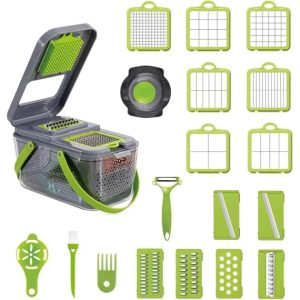 Razatoare multifunctionala pentru fructe si legume, 22 piese, lame din otel inoxidabil